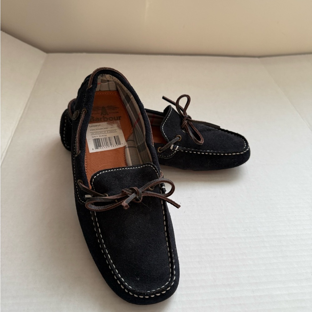 Barbour Hackamore Driver Shoe Ladies 5.5 Navy Suede Boat Shoe Preppy